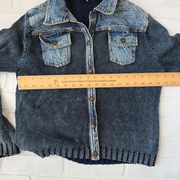 Paris Blues Women's 100% Cotton Blue Jean Sweater Snap Jacket Pockets sz S - Picture 9 of 10
